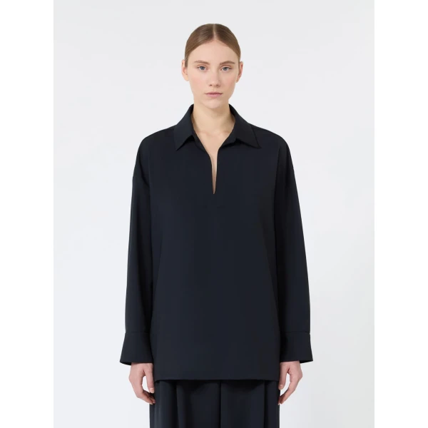 Max Mara Premier Pure Wool Cloth Blouse in Ultramarine | Blouse | Luxury Shoes 
