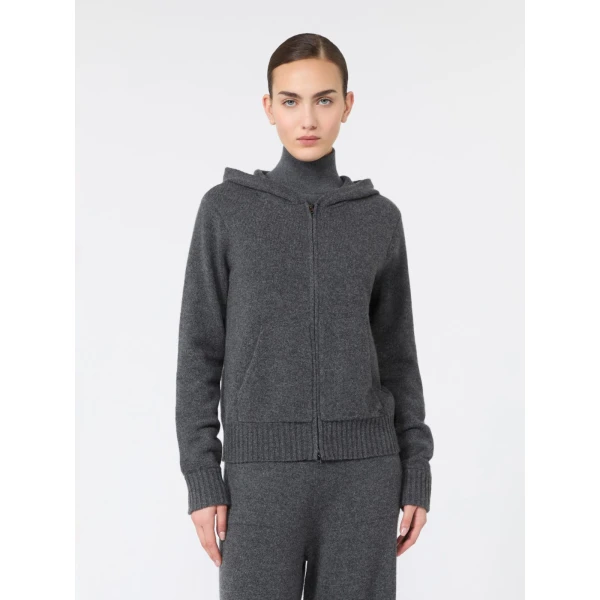 Max Mara Primo Slim Cashmere Hooded Sweater in Dark Grey | Sweaters | Luxury Shoes 