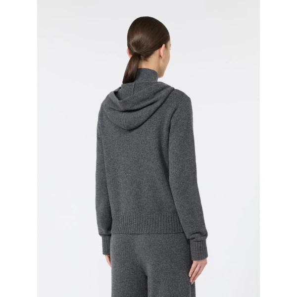 Max Mara Primo Slim Cashmere Hooded Sweater in Dark Grey | Sweaters | Luxury Shoes 