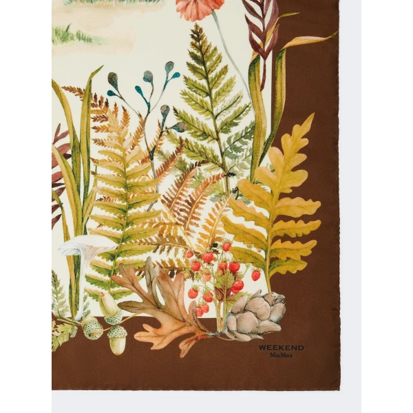 Max Mara Printed Silk Oversized Scarf in Beige | Scarves | Luxury Shoes 