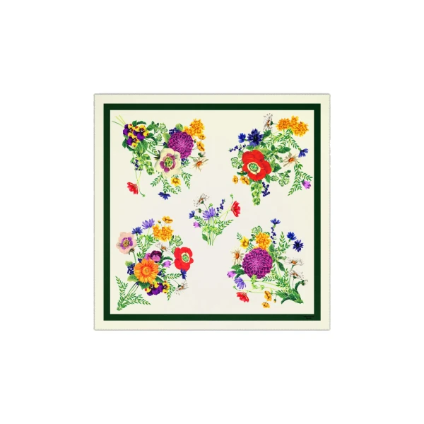 Max Mara Printed Silk Oversized Scarf in Ivory | Scarves | Luxury Shoes 