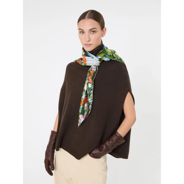 Max Mara Printed Silk Oversized Scarf in White | Scarves | Luxury Shoes 