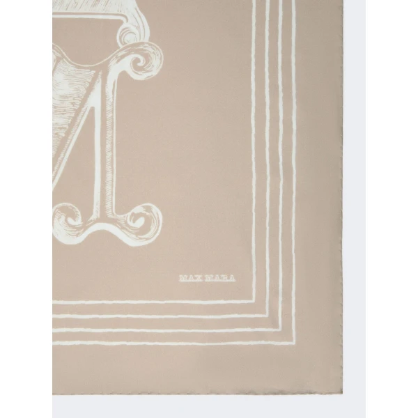 Max Mara Printed Silk Twill Oversized Scarf in Sand | Scarves | Luxury Shoes 
