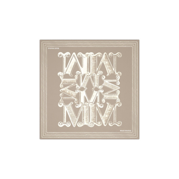 Max Mara Printed Silk Twill Oversized Scarf in Sand | Scarves | Luxury Shoes 