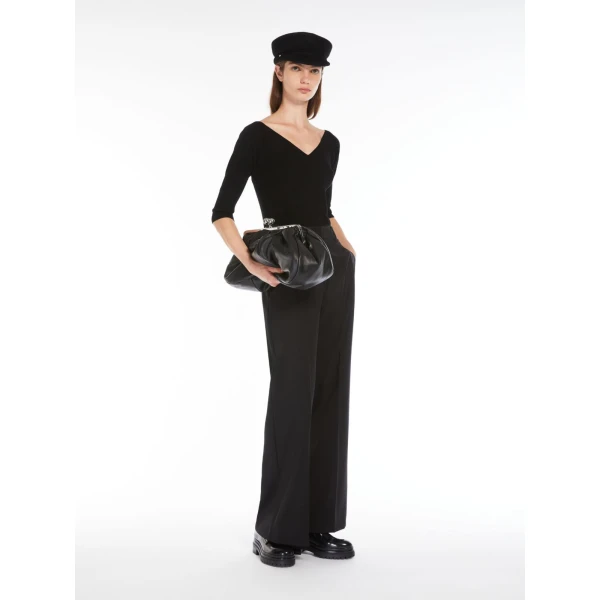 Max Mara Provino Large Nappa Pasticcino Bag in Black | Clutch Bags | Luxury Shoes 