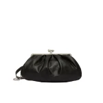 Max Mara Provino Large Nappa Pasticcino Bag in Black | Clutch Bags | Luxury Shoes 