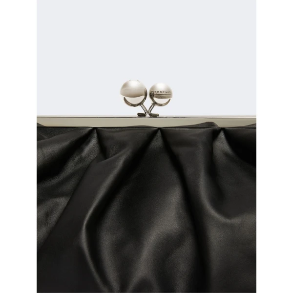 Max Mara Provino Large Nappa Pasticcino Bag in Black | Clutch Bags | Luxury Shoes 