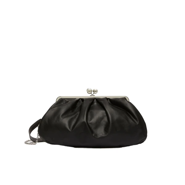 Max Mara Provino Large Nappa Pasticcino Bag in Black | Clutch Bags | Luxury Shoes 