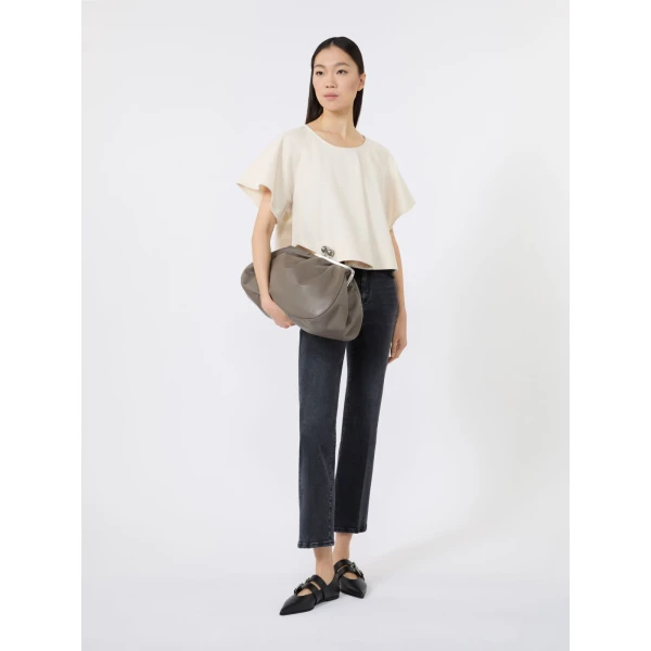 Max Mara Provino Large Nappa Pasticcino Bag in Mud | Clutch Bags | Luxury Shoes 