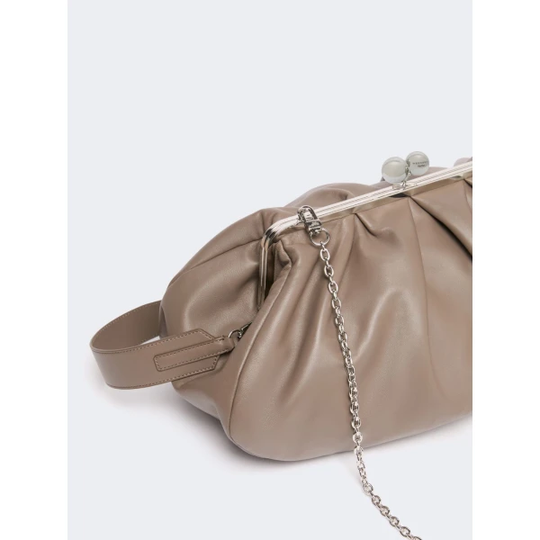 Max Mara Provino Large Nappa Pasticcino Bag in Mud | Clutch Bags | Luxury Shoes 