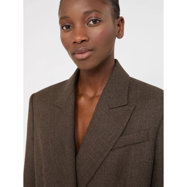 Max Mara Pulvino Wool Batavia Olimpia Jacket in Mud | Blazers | Luxury Shoes 