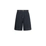 Max Mara Quadro Cotton and Kapok Denim Bermuda Shorts in Ultramarine | Shorts | Luxury Shoes 