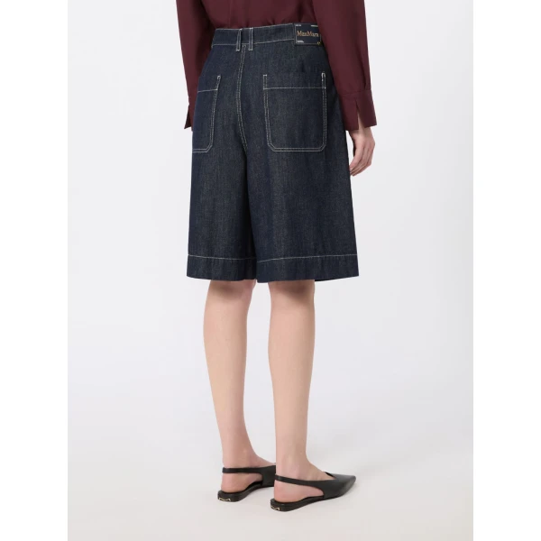 Max Mara Quadro Cotton and Kapok Denim Bermuda Shorts in Ultramarine | Shorts | Luxury Shoes 