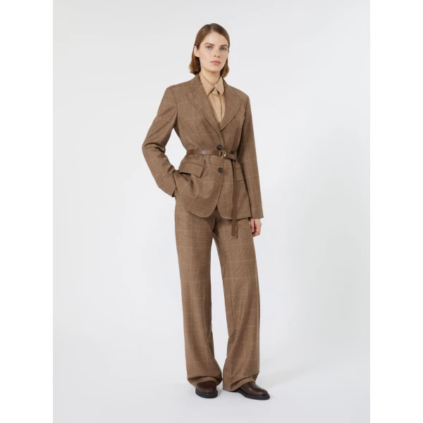 Max Mara Quagga Belted Wool Flannel Blazer in Camel | Blazers | Luxury Shoes 