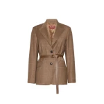 Max Mara Quagga Belted Wool Flannel Blazer in Camel | Blazers | Luxury Shoes 