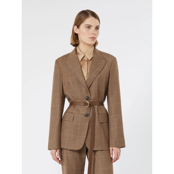 Max Mara Quagga Belted Wool Flannel Blazer in Camel | Blazers | Luxury Shoes 