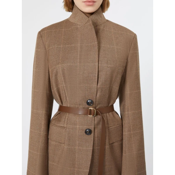 Max Mara Quagga Belted Wool Flannel Blazer in Camel | Blazers | Luxury Shoes 
