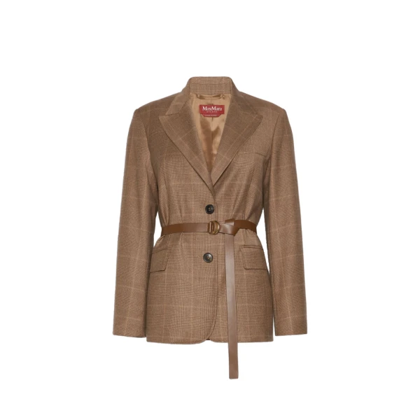 Max Mara Quagga Belted Wool Flannel Blazer in Camel | Blazers | Luxury Shoes 