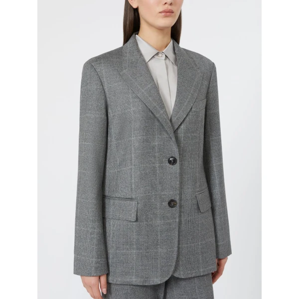 Max Mara Quagga Belted Wool Flannel Blazer in Dark Grey | Blazers | Luxury Shoes 