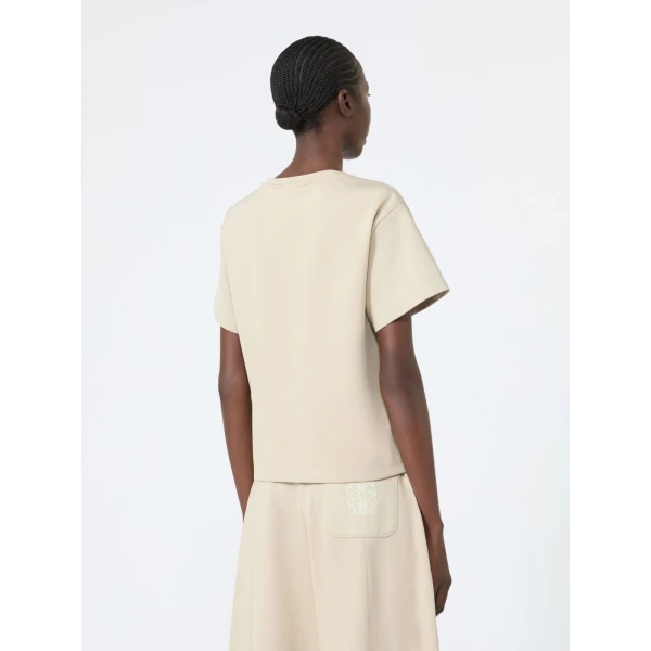Max Mara Quagga Cotton Jersey Boxy T-Shirt in Stone Grey | T-shirts | Luxury Shoes 
