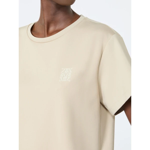 Max Mara Quagga Cotton Jersey Boxy T-Shirt in Stone Grey | T-shirts | Luxury Shoes 