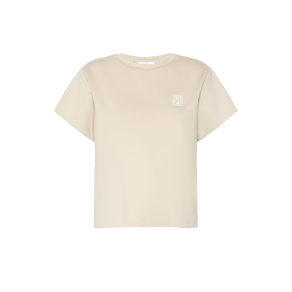 Max Mara Quagga Cotton Jersey Boxy T-Shirt in Stone Grey | T-shirts | Luxury Shoes 