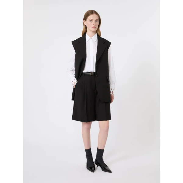 Max Mara Quasar Sleeveless Wool Jacket in Black | Jackets | Luxury Shoes 