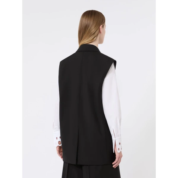 Max Mara Quasar Sleeveless Wool Jacket in Black | Jackets | Luxury Shoes 