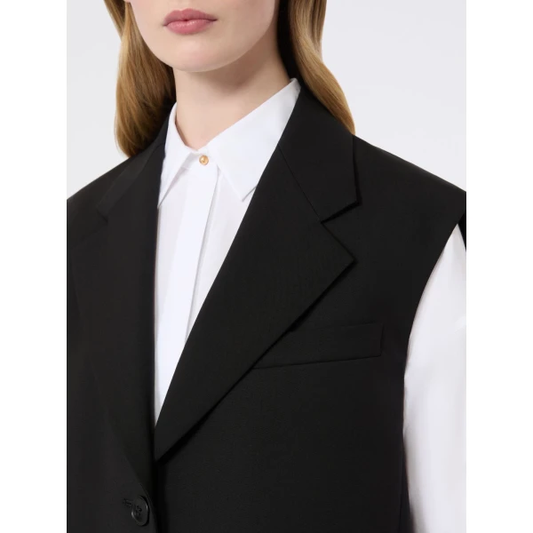 Max Mara Quasar Sleeveless Wool Jacket in Black | Jackets | Luxury Shoes 