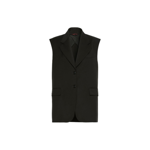 Max Mara Quasar Sleeveless Wool Jacket in Black | Jackets | Luxury Shoes 