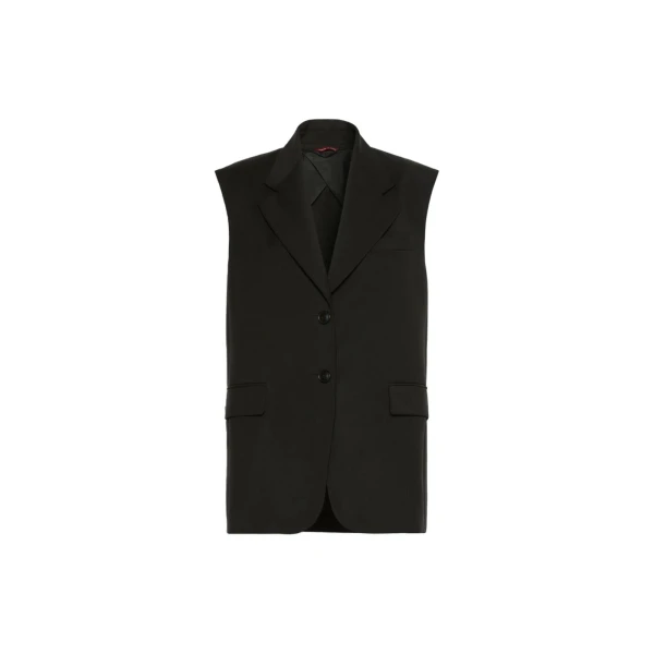 Max Mara Quasar Sleeveless Wool Jacket in Black | Jackets | Luxury Shoes 