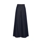 Max Mara Quatto Denim-Look Wide-Leg Trousers in Midnight Blue | Denim | Luxury Shoes 