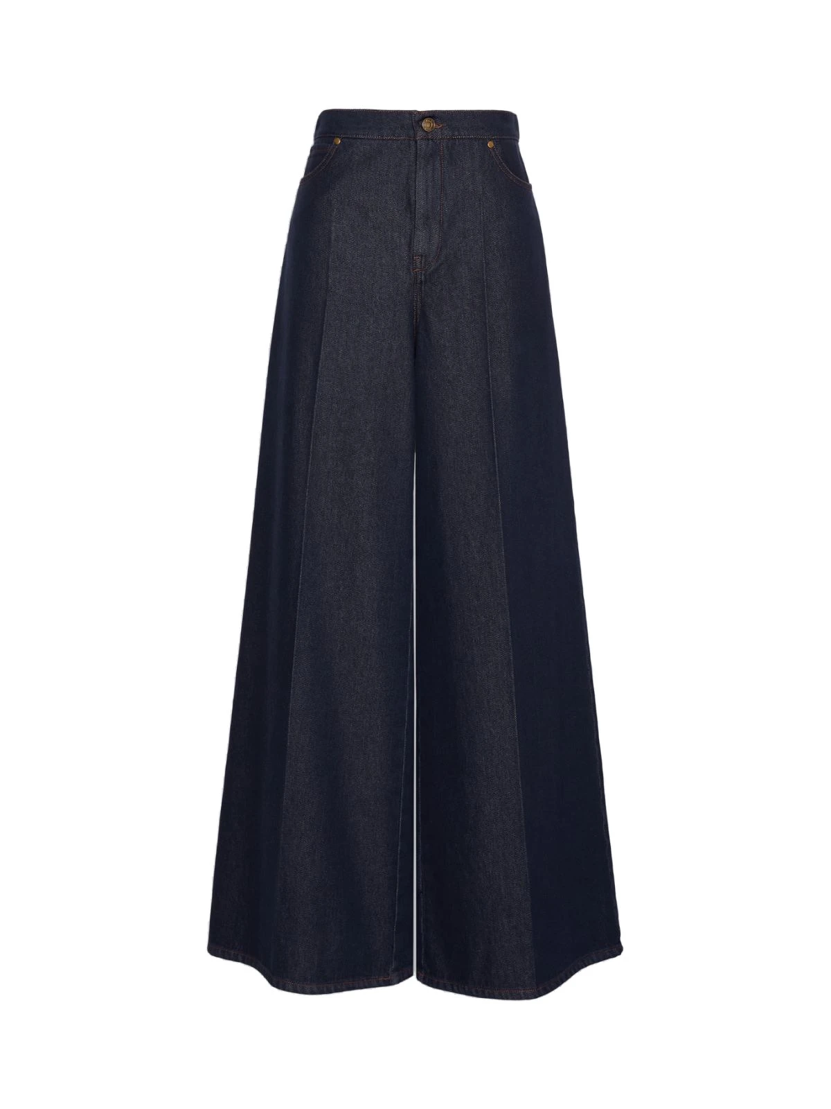 Max Mara Quatto Denim-Look Wide-Leg Trousers in Midnight Blue Max Mara Quatto Denim-Look Wide-Leg Trousers in Midnight Blue | Denim | Luxury Shoes