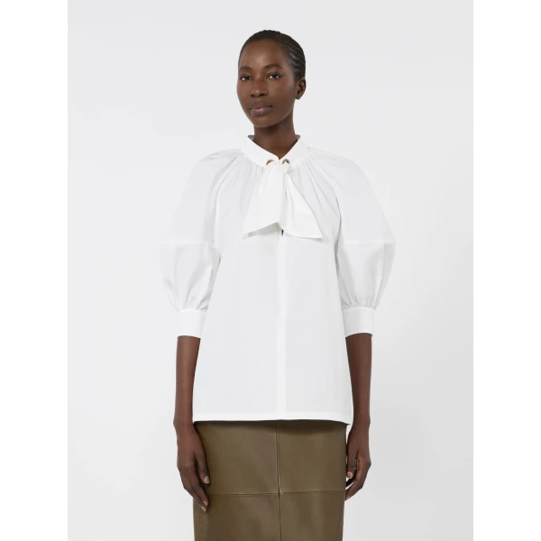 Max Mara Quinoa Oversized Cotton Poplin Shirt in White | Shirts | Luxury Shoes 