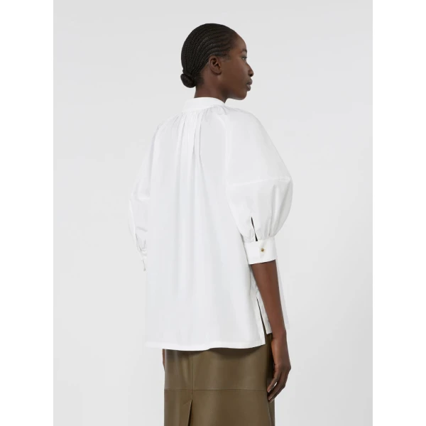 Max Mara Quinoa Oversized Cotton Poplin Shirt in White | Shirts | Luxury Shoes 