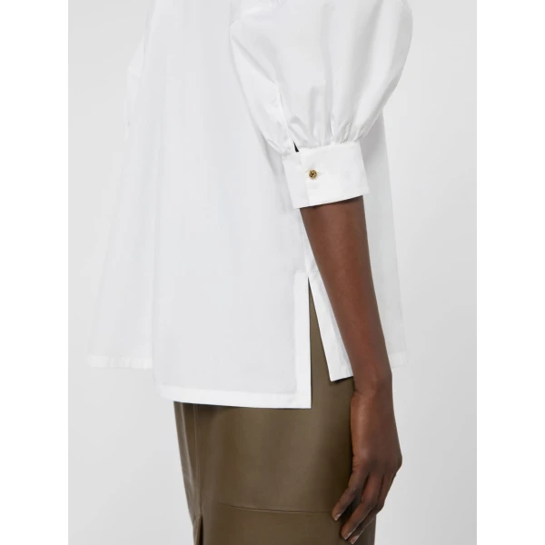 Max Mara Quinoa Oversized Cotton Poplin Shirt in White | Shirts | Luxury Shoes 