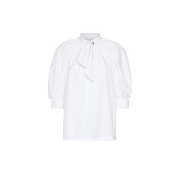 Max Mara Quinoa Oversized Cotton Poplin Shirt in White | Shirts | Luxury Shoes 
