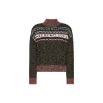 Max Mara Quota Jacquard Cable Crew Neck Jumper in Black | Sweaters | Luxury Shoes 