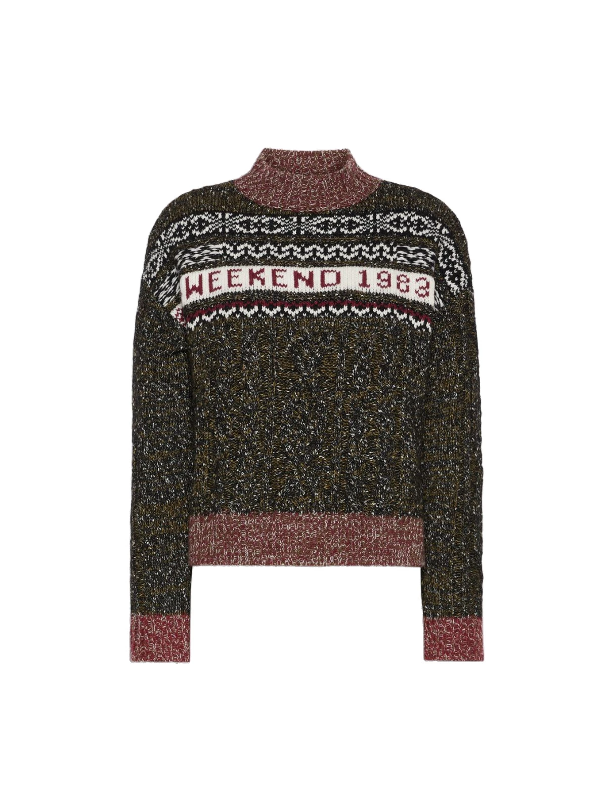 Max Mara Quota Jacquard Cable Crew Neck Jumper in Black Max Mara Quota Jacquard Cable Crew Neck Jumper in Black | Sweaters | Luxury Shoes