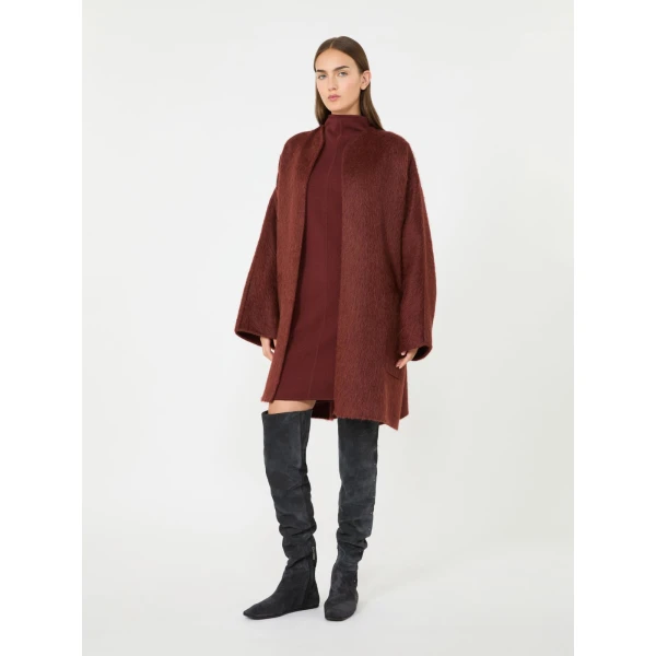 Max Mara Racconto Short Wool and Cashmere Dress in Brown Bordeaux | Mini Dresses | Luxury Shoes 