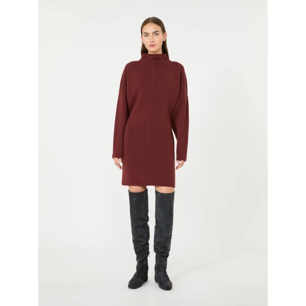 Max Mara Racconto Short Wool and Cashmere Dress in Brown Bordeaux | Mini Dresses | Luxury Shoes 