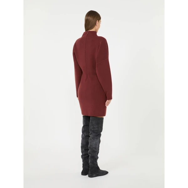 Max Mara Racconto Short Wool and Cashmere Dress in Brown Bordeaux | Mini Dresses | Luxury Shoes 