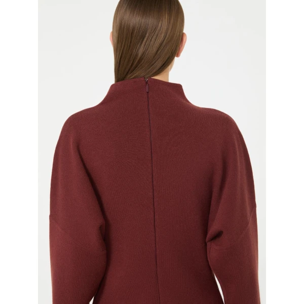 Max Mara Racconto Short Wool and Cashmere Dress in Brown Bordeaux | Mini Dresses | Luxury Shoes 