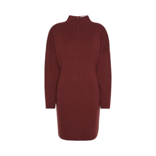 Max Mara Racconto Short Wool and Cashmere Dress in Brown Bordeaux | Mini Dresses | Luxury Shoes 