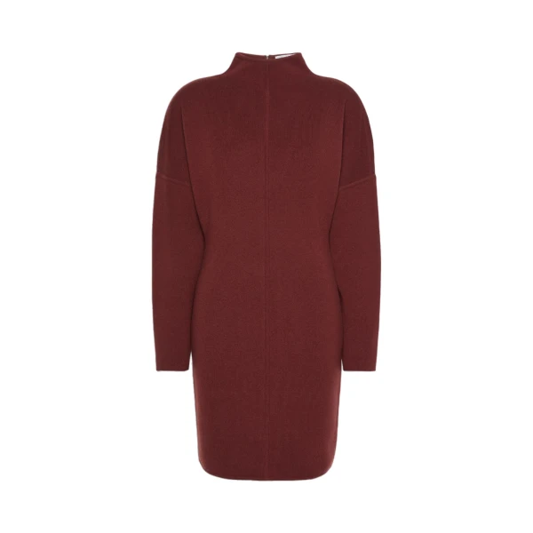 Max Mara Racconto Short Wool and Cashmere Dress in Brown Bordeaux | Mini Dresses | Luxury Shoes 