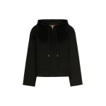 Max Mara Radente Wool, Cashmere and Silk Short Hooded Coat in Black | Wool Coat | Luxury Shoes 