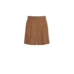 Max Mara Ragazza Wool Broadcloth Shorts in Tobacco | Shorts | Luxury Shoes 