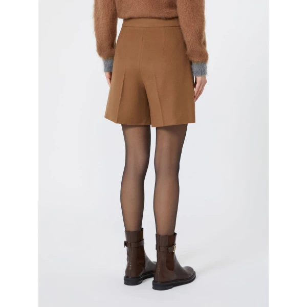 Max Mara Ragazza Wool Broadcloth Shorts in Tobacco | Shorts | Luxury Shoes 