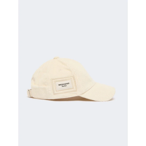 Max Mara Ragno Corduroy Baseball Cap in White | Hats | Luxury Shoes 