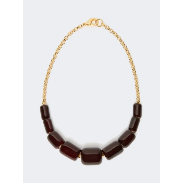 Max Mara Ragno Resin and Metal Choker Necklace in Bordeaux | Necklace | Luxury Shoes 